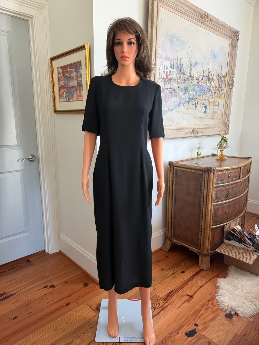 Classic Black Midi Dress - Elegant Women’s Sheath